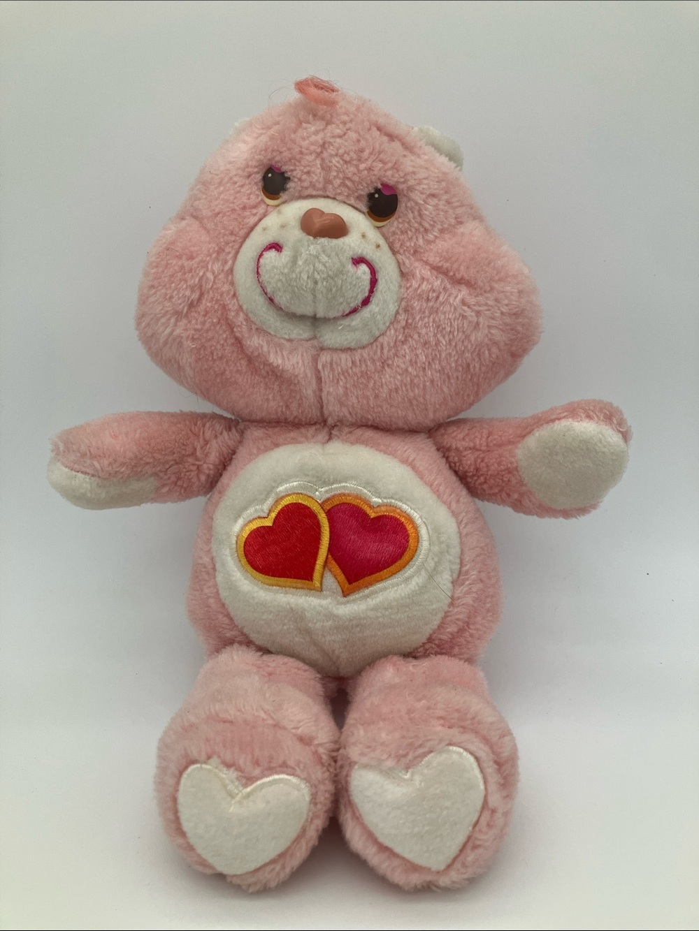 Vintage 1983 Care Bears Love A lot Bear Plush Pink Hearts Kenner Stuffed Toy